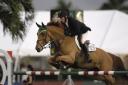 Eric Flameng and Mazelle, winners of the Palm Beach Post National Welcome Stake at the 123rd National Horse Show and Family Festival, a Peter Llewellyn Photo